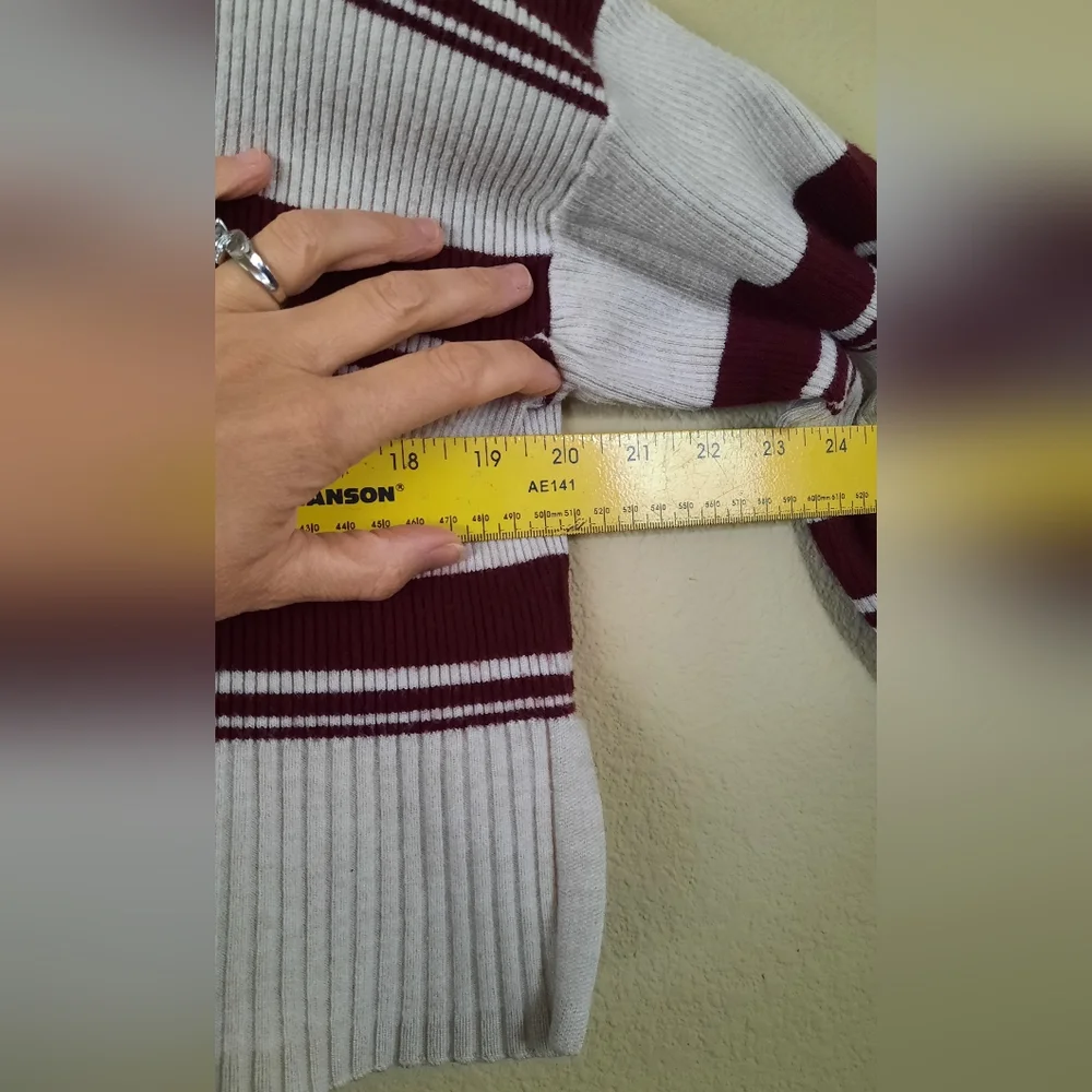 Vtg Arizona 70s Style Retro Cropped Striped Sweater Mockneck Y2k